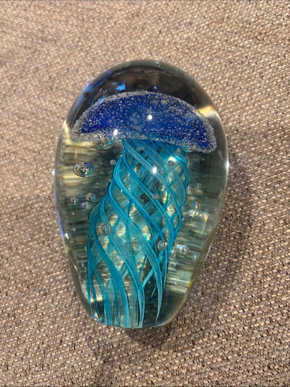 Blue blown Glass Jellyfish Paperweight - Home Accents